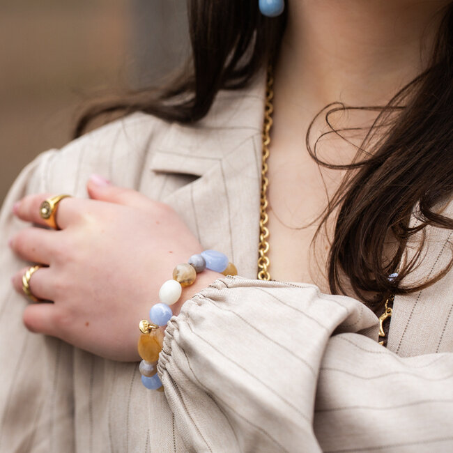 Biba Lichtblauwe driedubbele of grotere Armband
