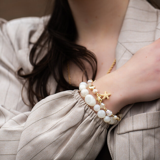 Biba Armband in beige tinten of met zeester bedel