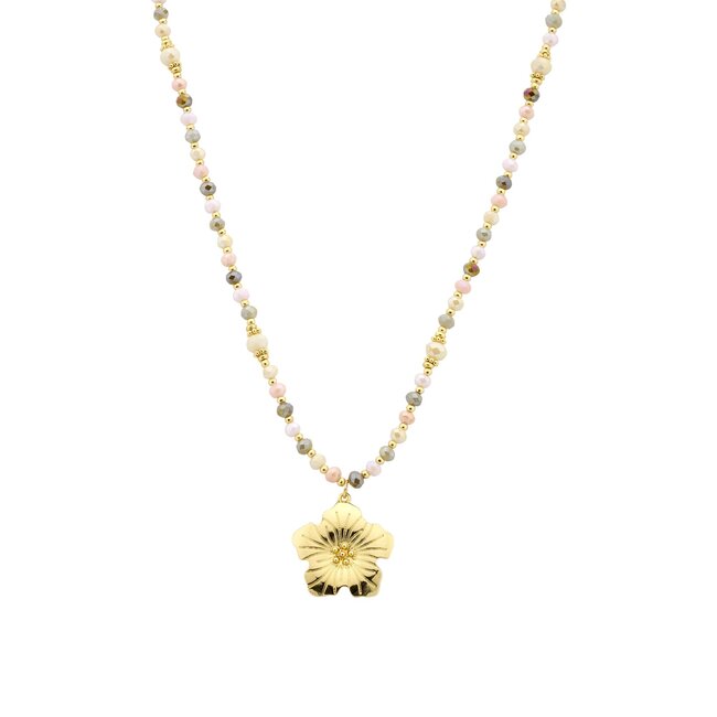 Lange ketting met grote bloemhanger