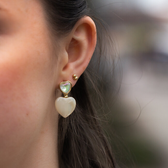 Biba Oorbellen met hart en crystal steen