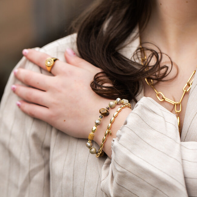 Biba Armbanden kralen en naturel stenen in naturel en bruin tinten