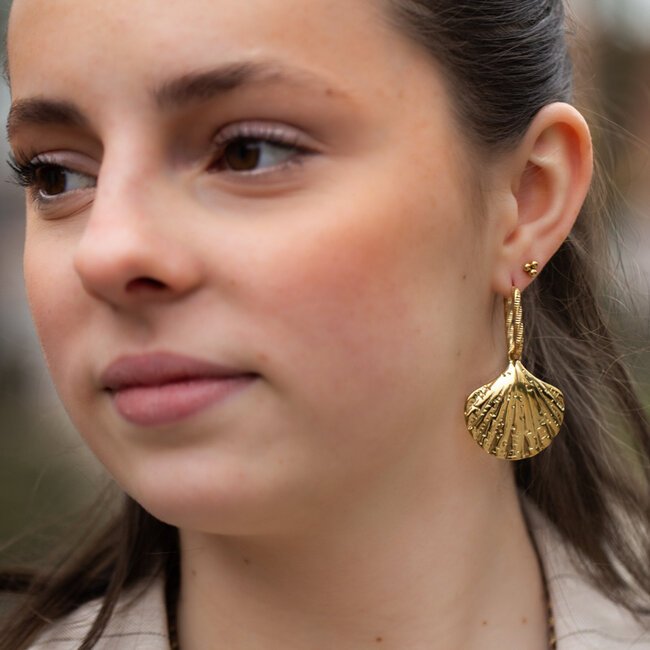 Day & Eve  Goud stainless steel oorbellen  schelp