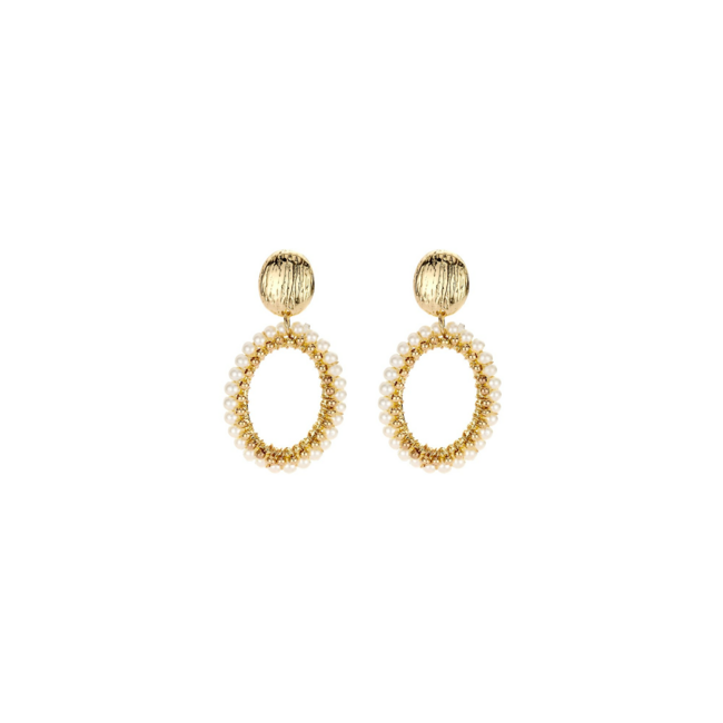 Biba Biba Luxe Goud parel ovaal oorbellen