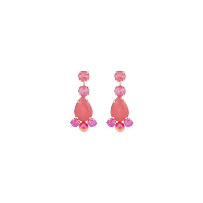 Oorbellen met roze oranje crystal stenen