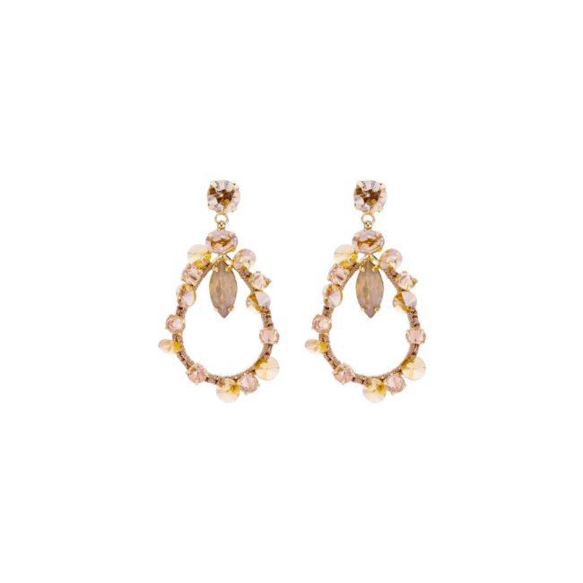 Biba Luxe druppel crystal steen oorbellen in warme bruintinten