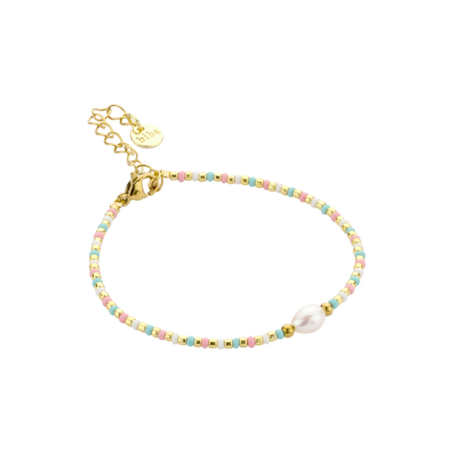 Pastel armbandjes in wit  roze en mint