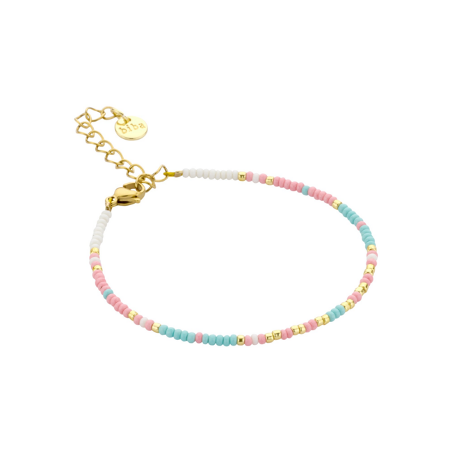 Pastel armbandjes in wit  roze en mint