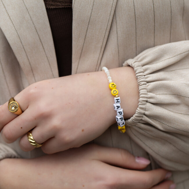 Biba Vrolijke happy armband en smiley