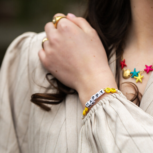 Vrolijke happy armband en smiley