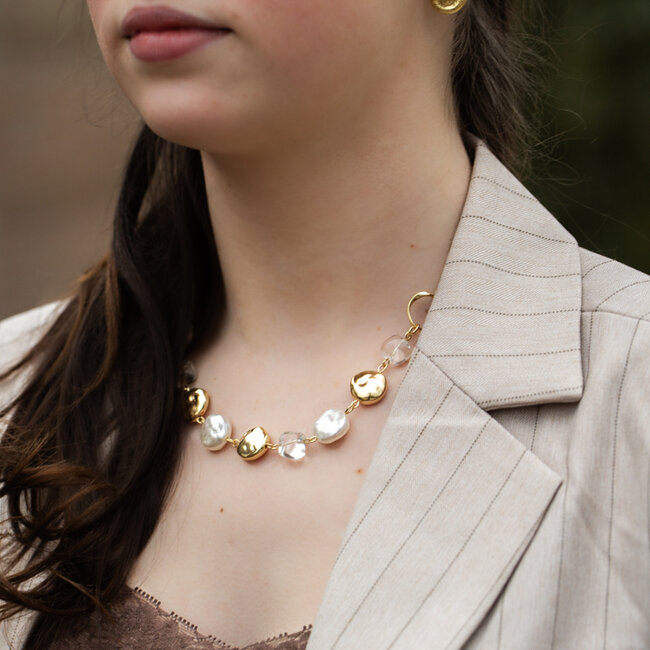 Biba Ketting met platte schijfjes en parels