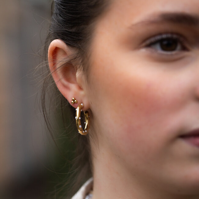 Day & Eve  Gouden oorringen met mini pareltjes