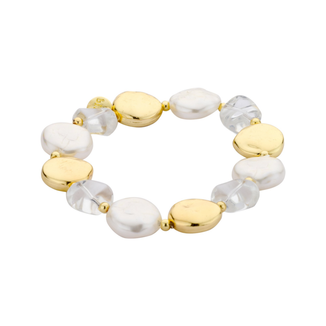 Biba Parelarmband met platte witte parels