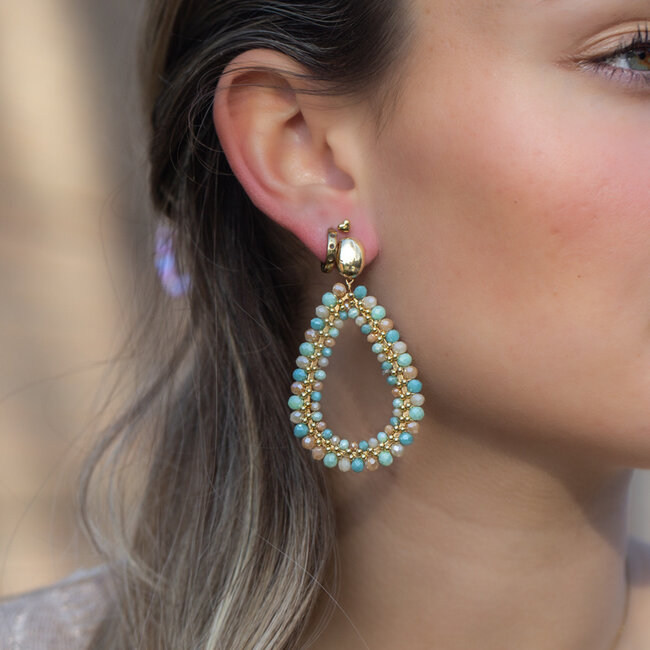 Biba Zee en strand kleur kralen druppel hanger oorbellen