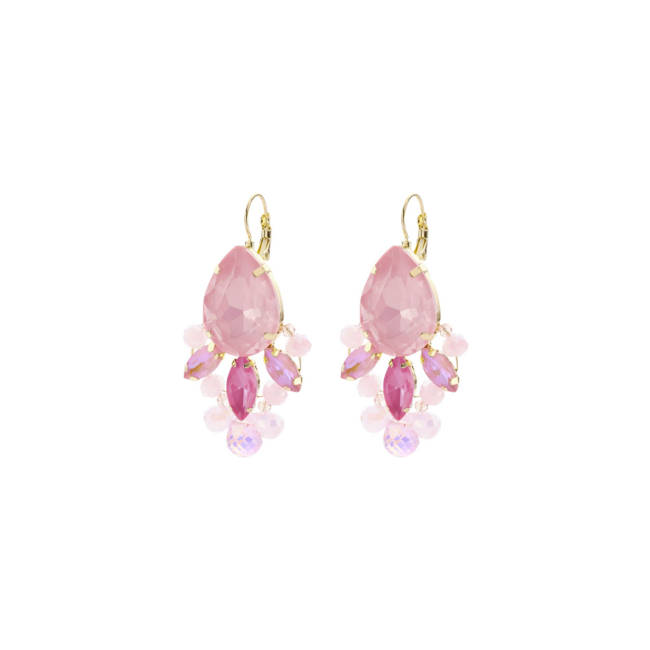 Roze lila tinten crystal oorbellen