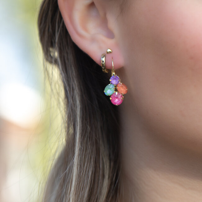 Oorbellen met crystal stenen in pastel tinten