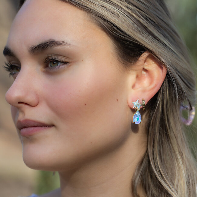 Biba Lichtblauwe zeester en druppel oorbellen