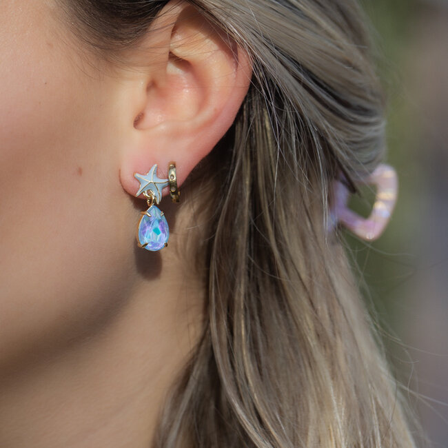 Biba Lichtblauwe zeester en druppel oorbellen
