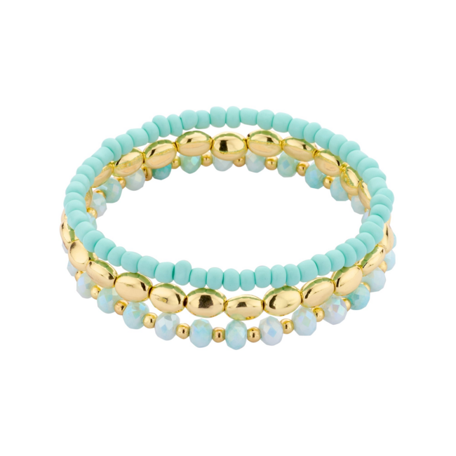 Biba Mint groene driedubbele kralen Armband