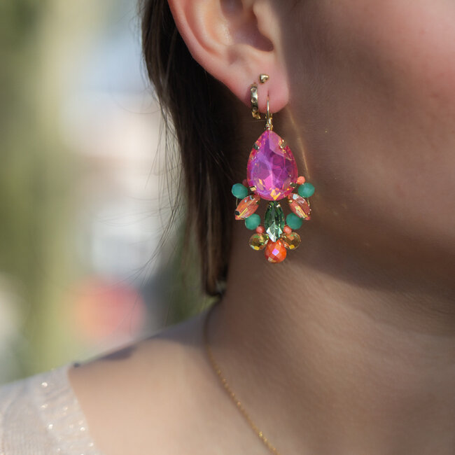 Biba Felgekleurde zomerse druppel oorbellen