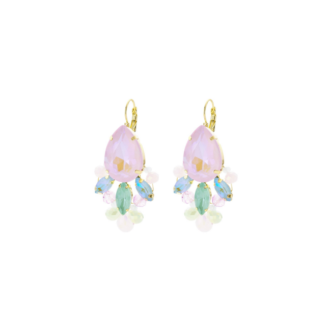 Biba Pastel drops lila en mint druppel oorbellen