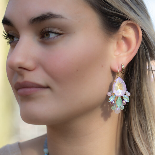 Biba Pastel drops lila en mint druppel oorbellen