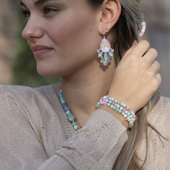 Biba Pastel drops lila en mint druppel oorbellen