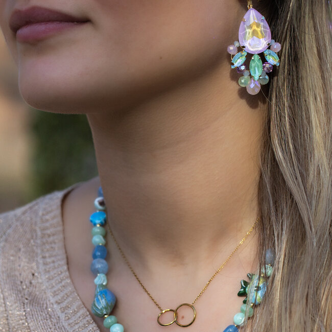 Biba Pastel drops lila en mint druppel oorbellen