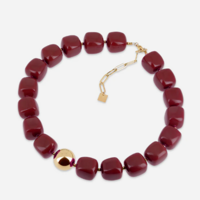 ZAG  Bijoux Stainless steel rode kralen statement ketting