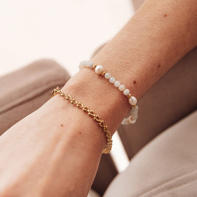 IXXXI Sunset Armband goud schakel of Ocean parels