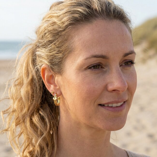 Day & Eve  Oorbellen met speels hartje en goudkleurige details