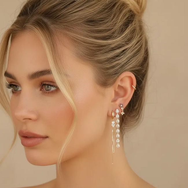 KARMA Goldplated oorbellen zirconia