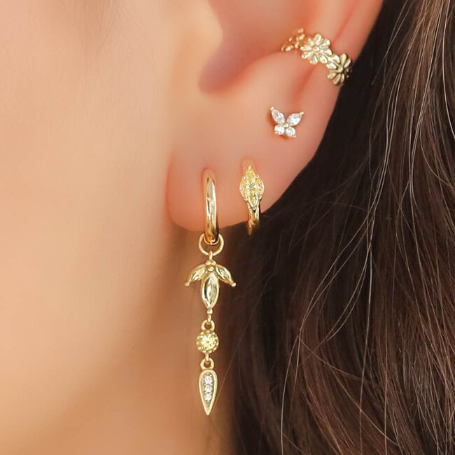 KARMA Goldplated citrien kleur zirconia oorbellen