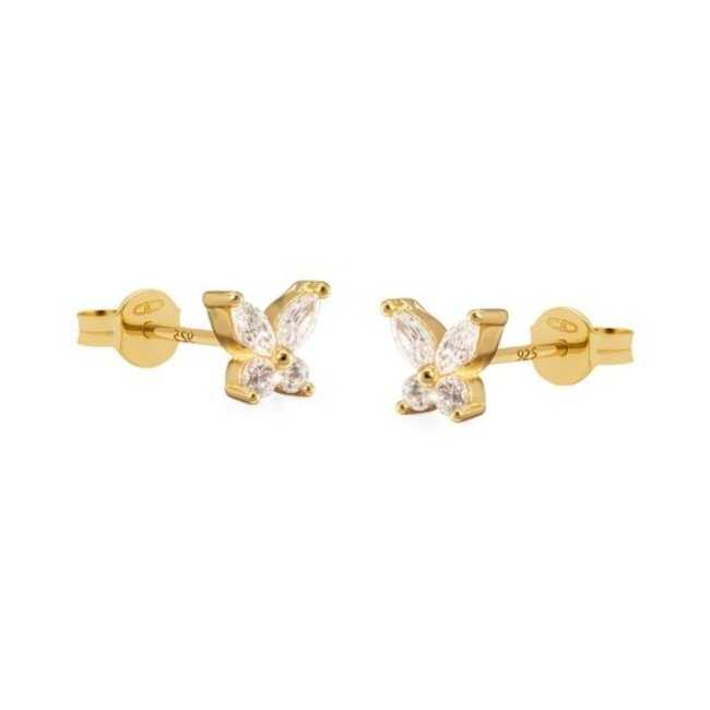 KARMA Goldplated citrien kleur zirconia oorbellen