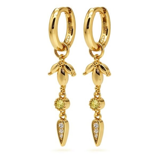 KARMA Goldplated citrien kleur zirconia oorbellen