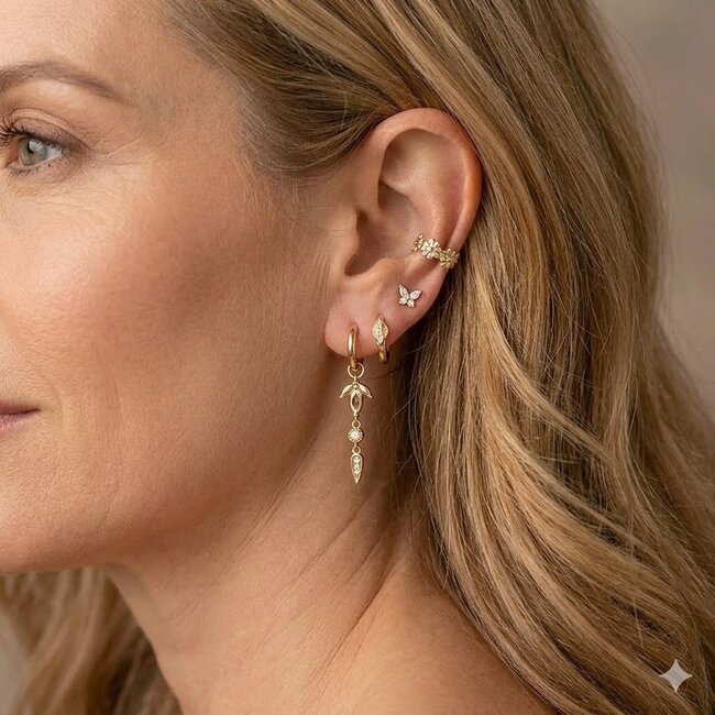 KARMA Goldplated citrien kleur zirconia oorbellen