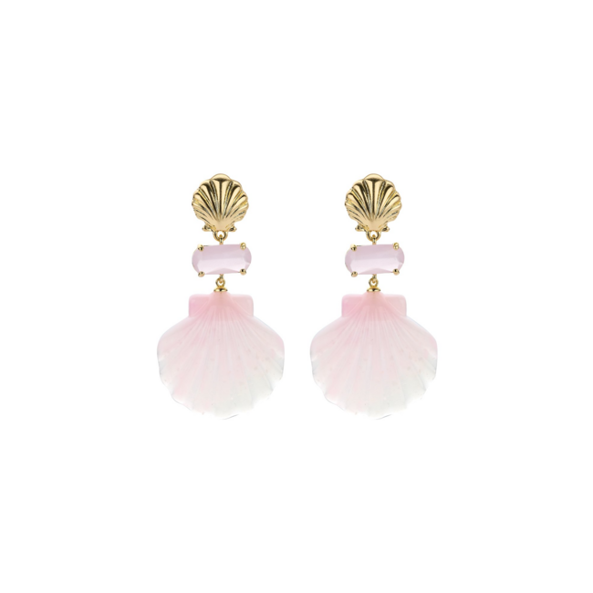 Biba Opvallende catchy roze schelp Oorbellen