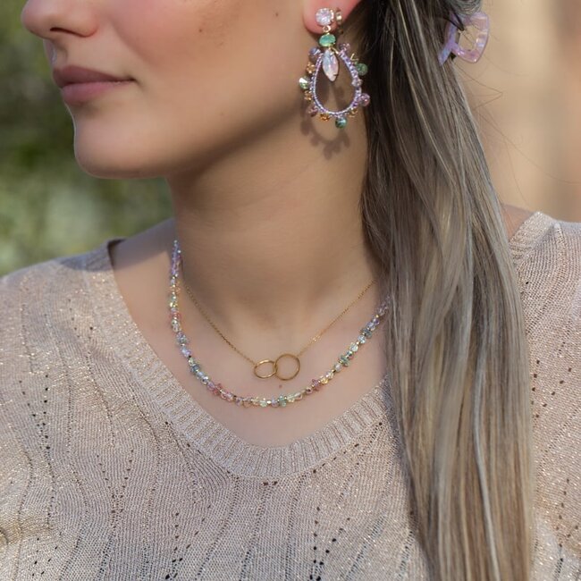 Biba Pastel shiny crystal kralen ketting