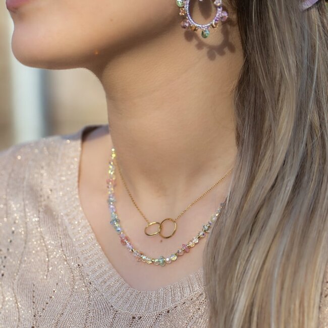 Biba Pastel shiny crystal kralen ketting