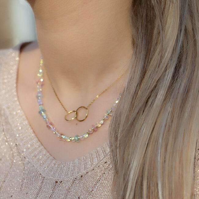 Biba Pastel shiny crystal kralen ketting