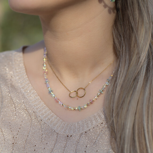 Biba Pastel shiny crystal kralen ketting