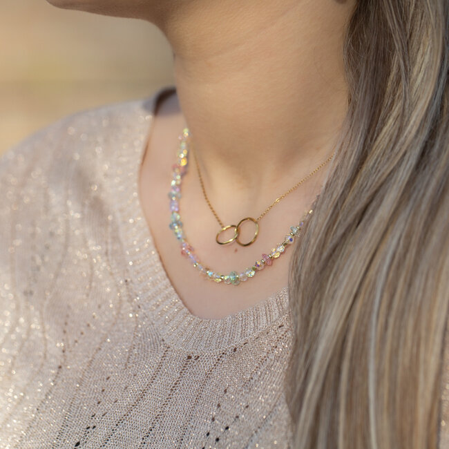 Biba Pastel shiny crystal kralen ketting