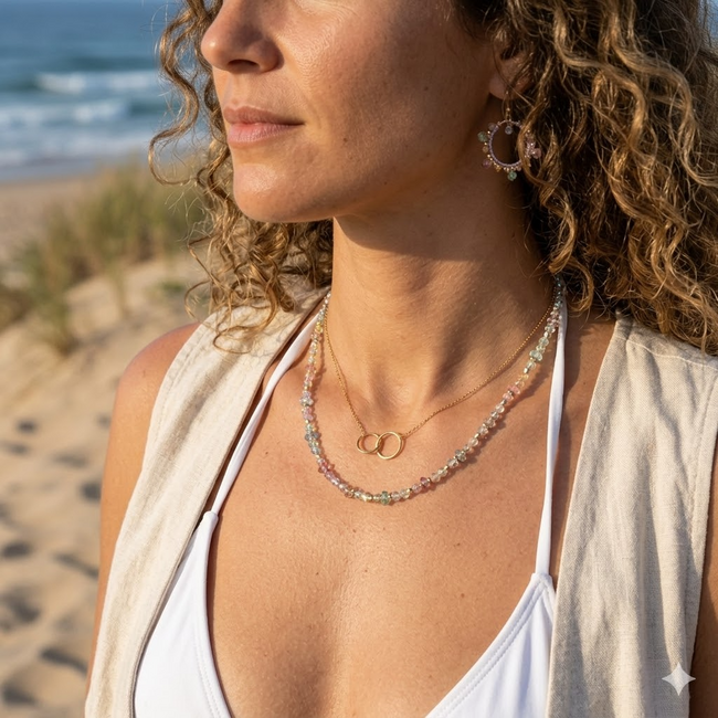 Biba Pastel shiny crystal kralen ketting