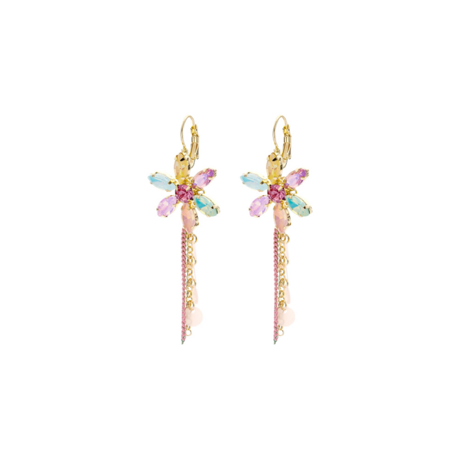 Bohemian crystal pastel bloemen oorbellen