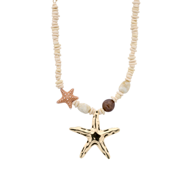 Biba Opvallende strand zeester ketting of kreeft oorbellen