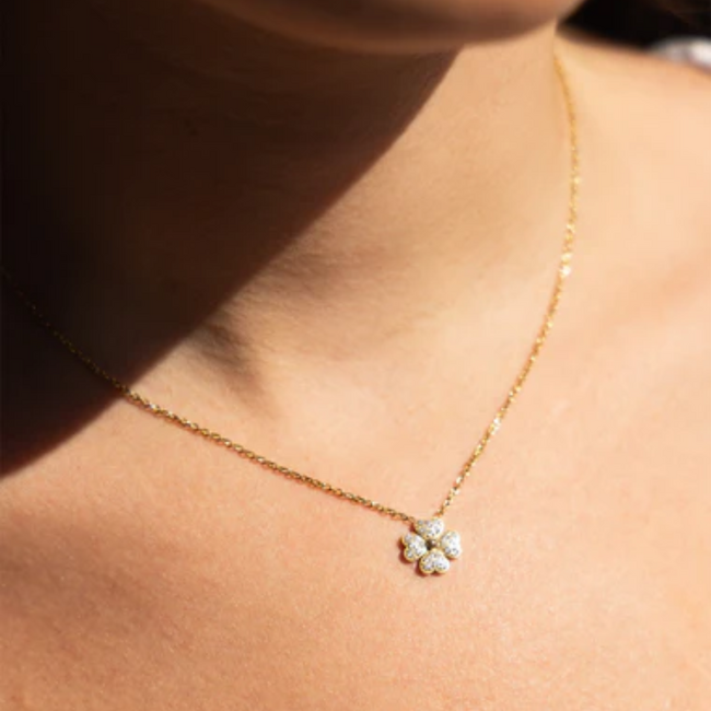 Goud lucky  klaver sparkle ketting