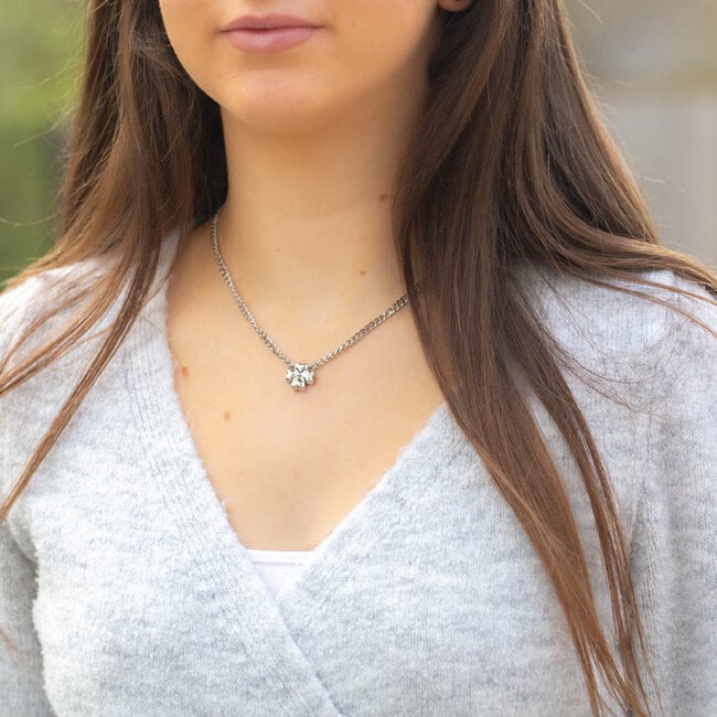 ZAG  Bijoux Zilver ketting met grovere schakel en klaver