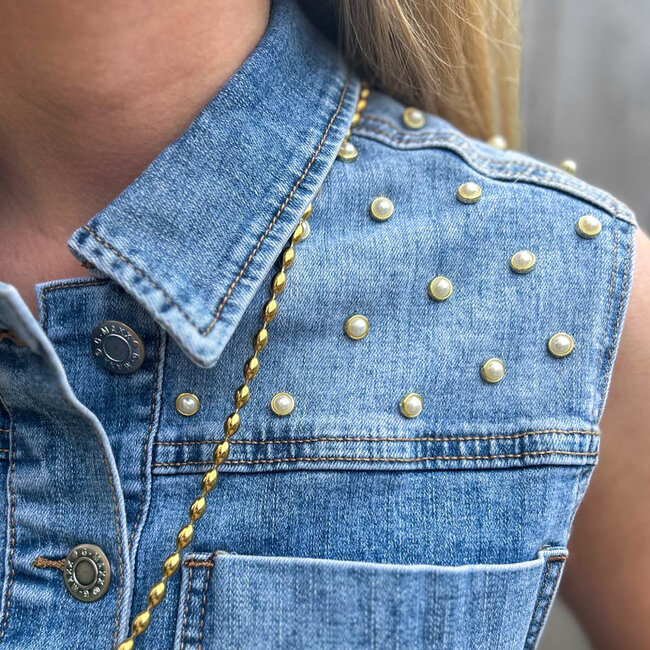 Parel studs jeans gilet