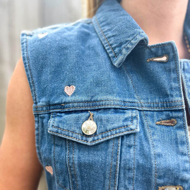 Spijker gilet met rose hartjes