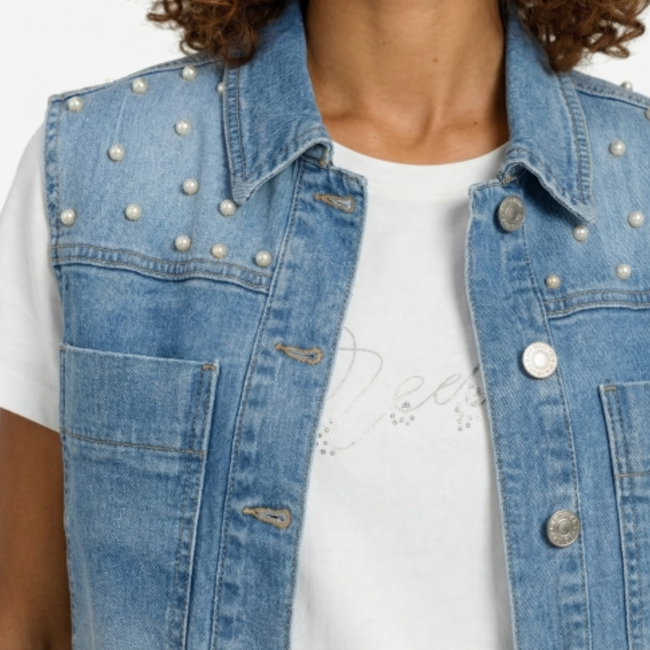 Parel studs jeans gilet
