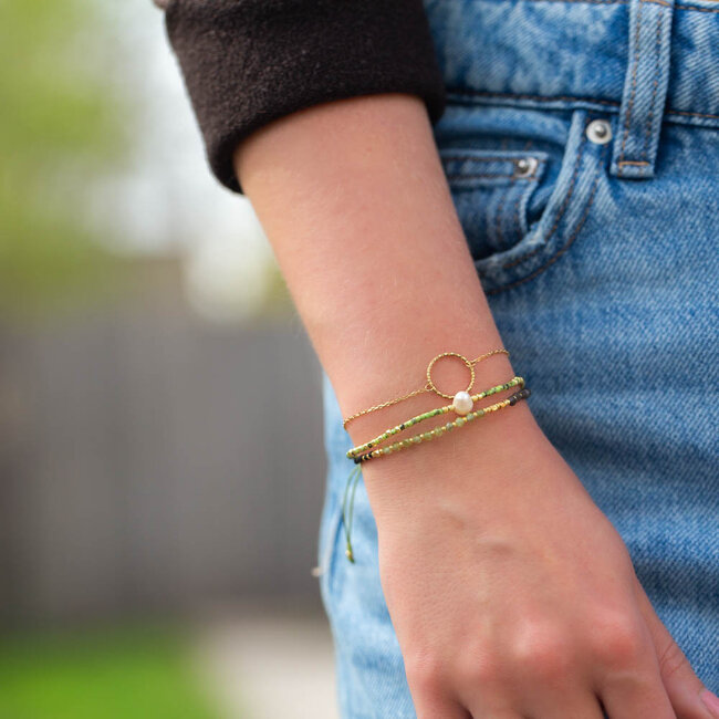 ZAG  Bijoux Goud setje van 3 armbanden met parel en cirkel